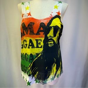 Cleo Apparel Reggae Back Slit Racer Back Tank Top Size XL
